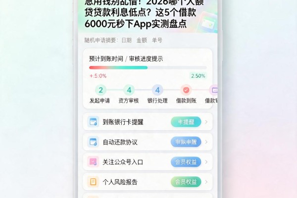 急用钱别乱借！2026哪个大额贷款利息低点？这5个借款6000元秒下App实测盘点