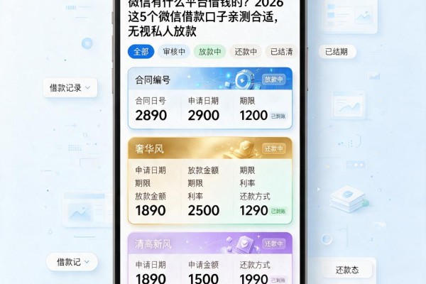 微信有什么平台借钱的?2026这5个微信借款口子亲测合适,无视私人放款