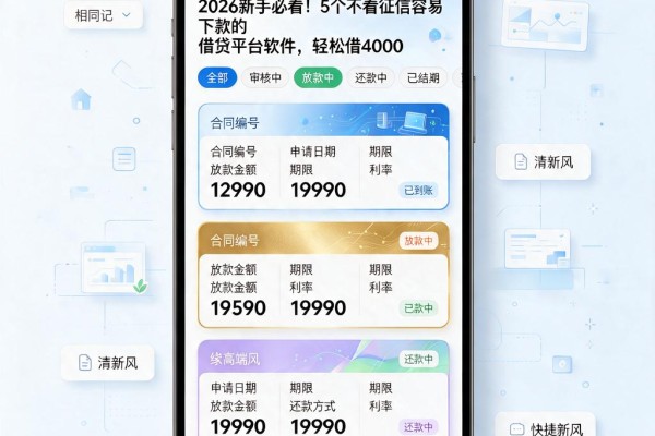 2026新手必看!5个不看征信容易下款的借贷平台软件,轻松借4000
