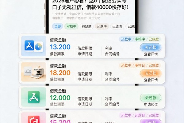 2026黑户必看！这5个微信公众号口子无视征信，借款40000快存好！