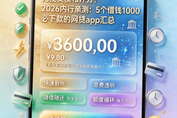 无视负债和评分!2026内行亲测:5个借钱1000必下款的网贷App汇总