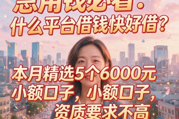 急用钱必看:什么平台借钱快好借?本月精选5个6000元小额口子,资质要求不高