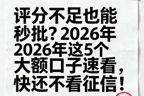 评分不足也能秒批?2026年这5个大额口子速看,下款快还不看征信!