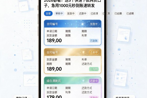 2026必看!这5个快速下款网贷口子,急用1000元秒到账速转发