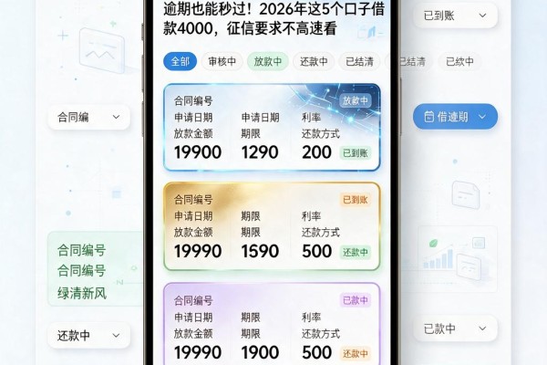 逾期也能秒过!2026年这5个口子借款4000,征信要求不高速看