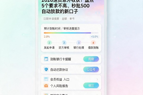 2026速贷意外收获!盘点5个要求不高、秒批500自动放款的新口子