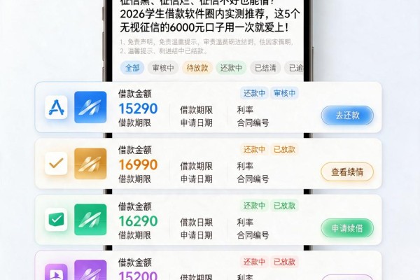 征信黑、征信烂、征信不好也能借?2026学生借款软件圈内实测推荐,这5个无视征信的6000元口子用一次就爱上!
