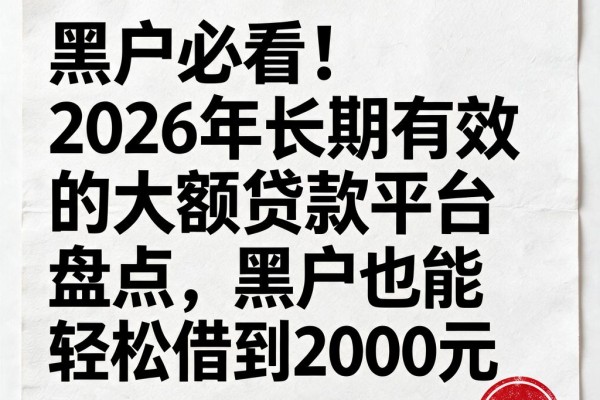黑户必看！2026年长期有效的大额贷款平台盘点，黑户也能轻松借到2000元