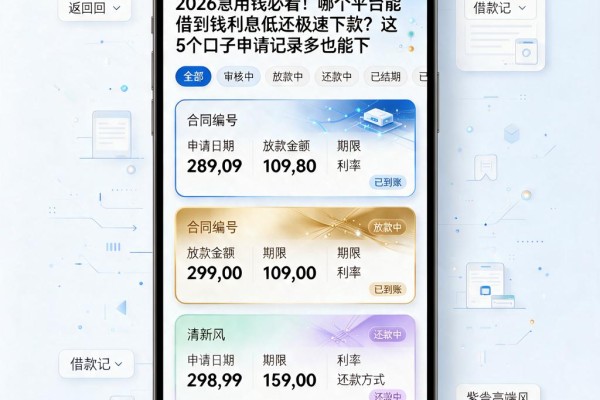 2026急用钱必看!哪个平台能借到钱利息低还极速下款?这5个口子申请记录多也能下