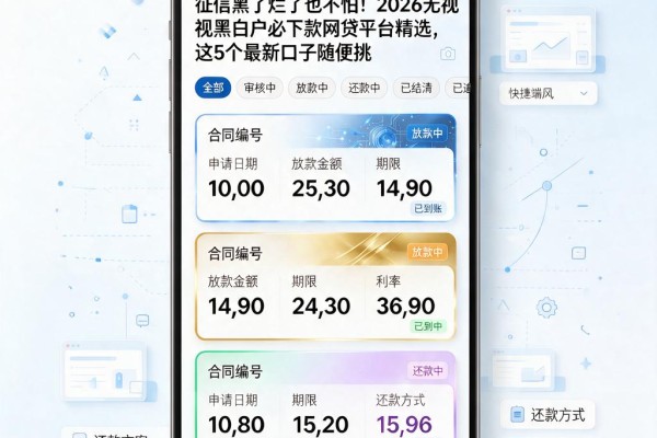 征信黑了烂了也不怕!2026无视黑白户必下款网贷平台精选,这5个最新口子随便挑