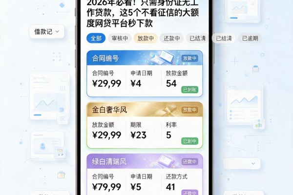 2026年必看！只需身份证无工作贷款，这5个不看征信的大额度网贷平台秒下款