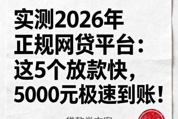实测2026年正规网贷平台:这5个放款快,5000元极速到账!