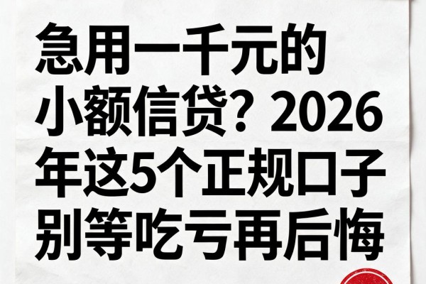 急用一千元的小额信贷?2026年这5个正规口子别等吃亏再后悔