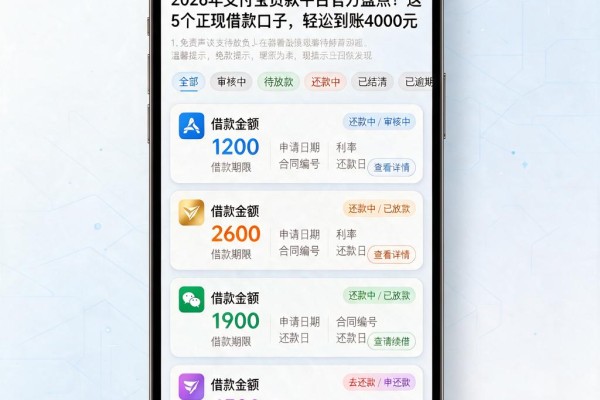 2026年支付宝贷款平台官方盘点!这5个正规借款口子,轻松到账4000元