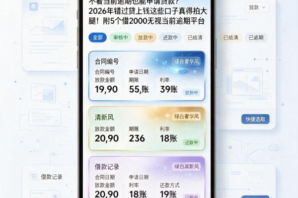 不看当前逾期也能申请贷款？2026年错过贷上钱这些口子真得拍大腿！附5个借2000无视当前逾期平台