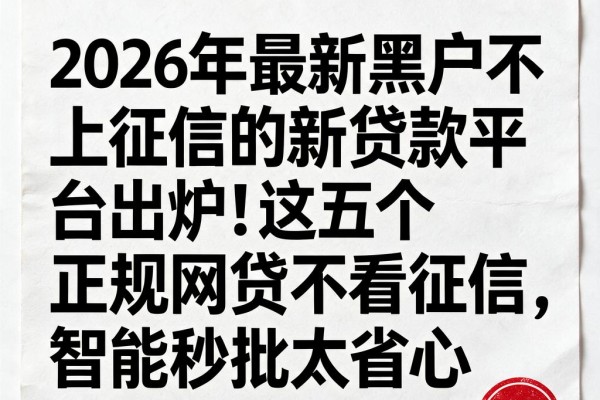 2026年最新黑户不上征信的新贷款平台出炉!这五个正规网贷不看征信,智能秒批太省心