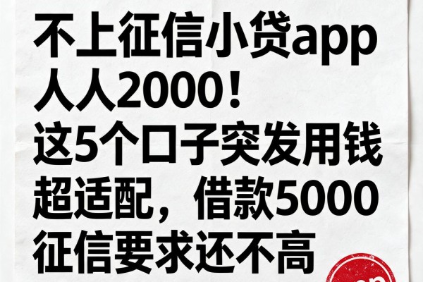 不上征信小贷app人人2000！这5个口子突发用钱超适配，借款5000征信要求还不高