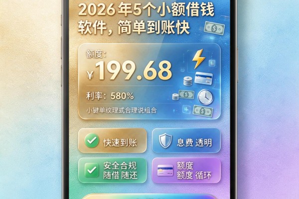 黑户必看!2026年5个小额借钱软件,简单到账快