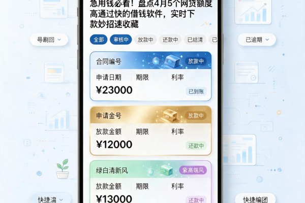 急用钱必看！盘点4月5个网贷额度高通过快的借钱软件，实时下款妙招速收藏