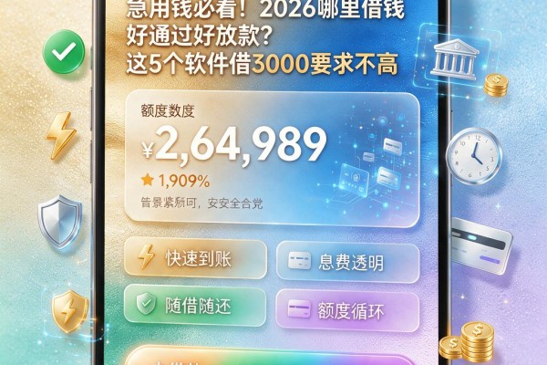 急用钱必看!2026哪里借钱好通过好放款?这5个软件借3000要求不高