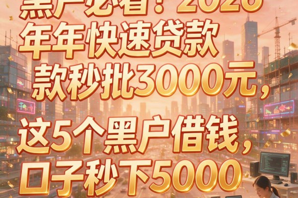 黑户必看!2026年快速贷款秒批3000元,这5个黑户借钱口子秒下5000