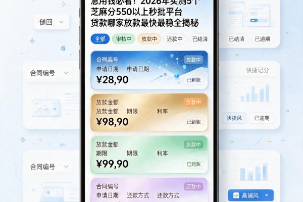 急用钱必看！2026年实测5个芝麻分550以上秒批平台，贷款哪家放款最快最稳全揭秘