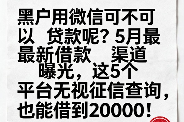 黑户用微信可不可以贷款呢?5月最新借款渠道曝光,这5个平台无视征信查询,黑户也能借到20000!