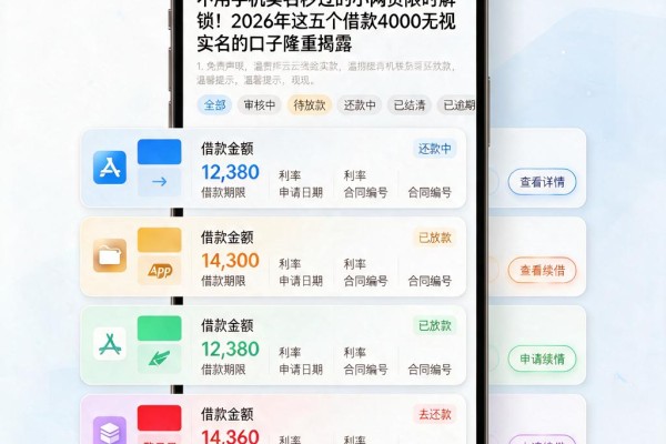 不用手机实名秒过的小网贷限时解锁！2026年这五个借款4000无视实名的口子隆重揭露
