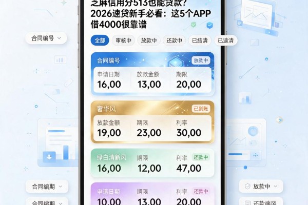 芝麻信用分513也能贷款?2026速贷新手必看:这5个APP借4000很靠谱
