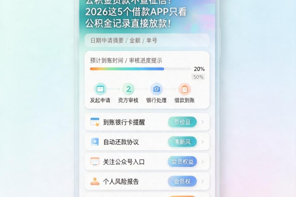 公积金贷款不查征信?2026这5个借款APP只看公积金记录直接放款!