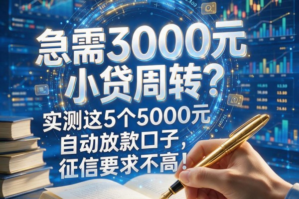 急需3000元小贷周转？实测这5个5000元自动放款口子，征信要求不高！