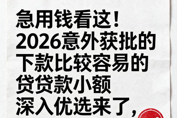 急用钱看这！2026意外获批的下款比较容易的小额贷款，深入优选来了