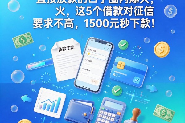2026黑户必看!不审核直接放款的口子圈内爆火,这5个借款对征信要求不高,1500元秒下款!