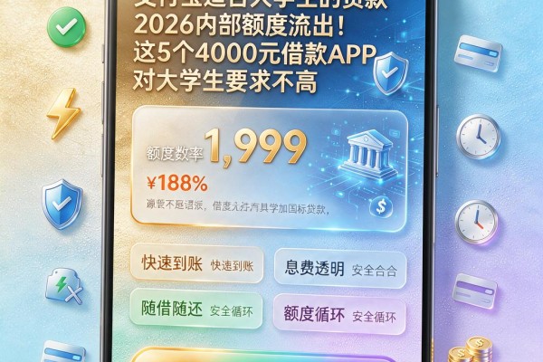 支付宝适合大学生的贷款2026内部额度流出！这5个4000元借款APP对大学生要求不高