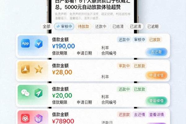 白户必看！5个大额贷款口子权威汇总，5000元自动放款体验超赞
