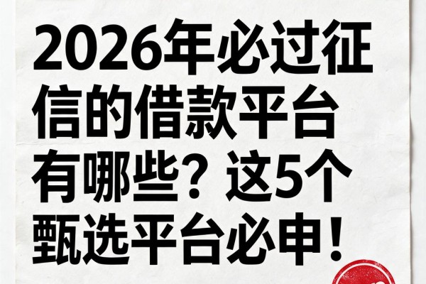 2026年必过征信的借款平台有哪些？这5个甄选平台必申！