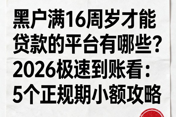 黑户满16周岁才能贷款的平台有哪些?2026极速到账看:5个正规期小额攻略
