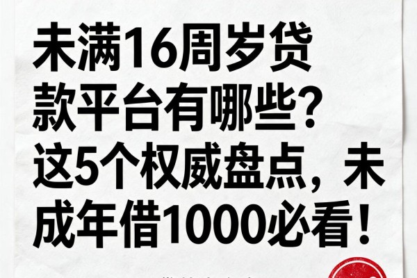 未满16周岁贷款平台有哪些？这5个权威盘点，未成年借1000必看！