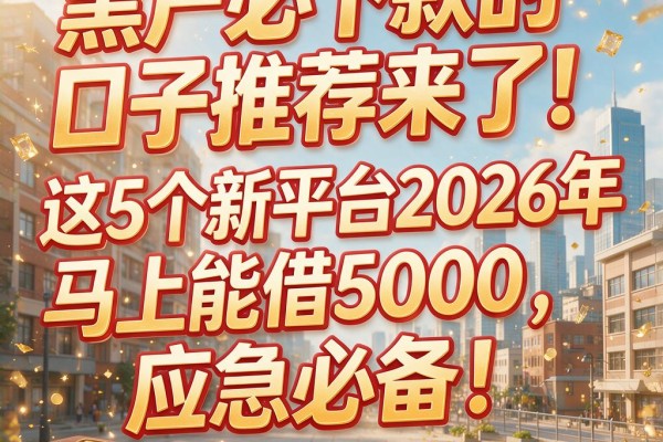 黑户必下款的口子推荐来了！这5个新平台2026年马上能借5000，应急必备！