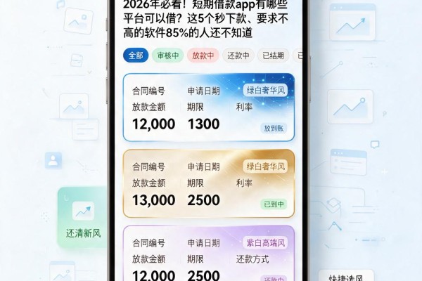 2026年必看！短期借款app有哪些平台可以借？这5个秒下款、要求不高的软件85%的人还不知道