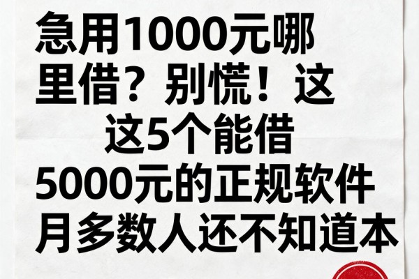 急用1000元哪里借?别慌!这5个能借5000元的正规软件本月多数人还不知道
