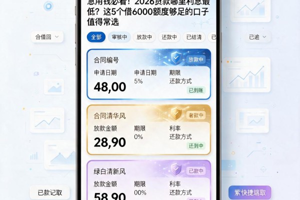 急用钱必看!2026贷款哪里利息最低?这5个借6000额度够足的口子值得常选
