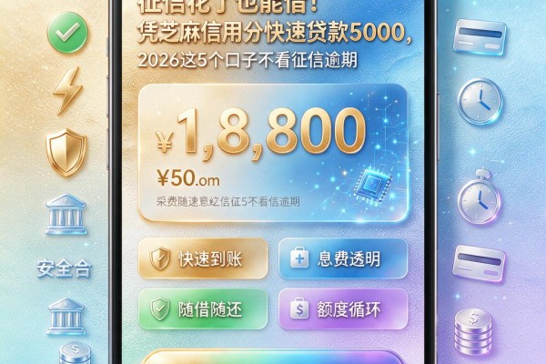 征信花了也能借!凭芝麻信用分快速贷款5000,2026这5个口子不看征信逾期