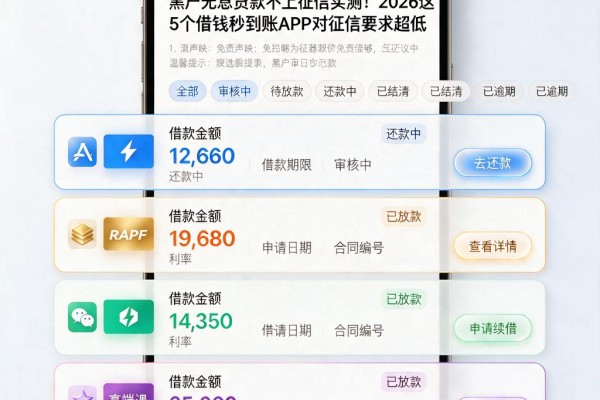 黑户无息贷款不上征信实测！2026这5个借钱秒到账APP对征信要求超低