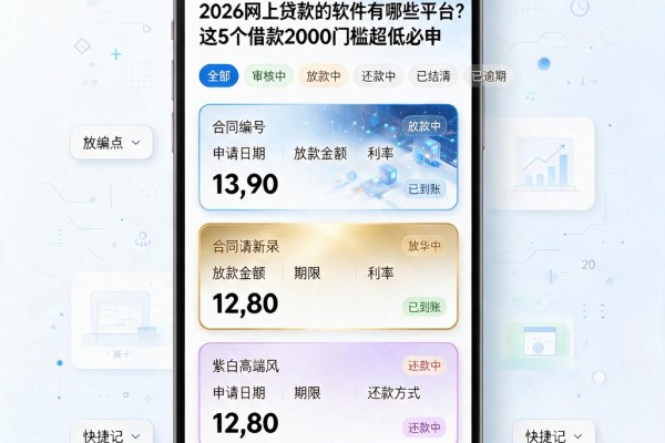 2026网上贷款的软件有哪些平台?这5个借款2000门槛超低必申