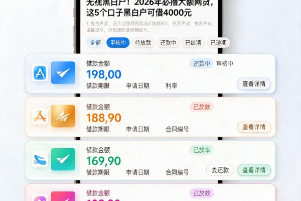 无视黑白户!2026年必撸大额网贷,这5个口子黑白户可借4000元