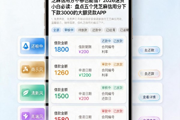 芝麻信用分不够也能借？2026速贷小白必读：盘点五个凭芝麻信用分下款3000的大额贷款APP