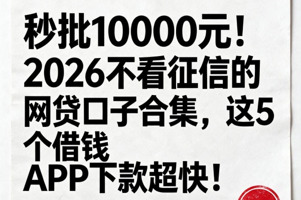 秒批10000元！2026不看征信的网贷口子合集，这5个借钱APP下款超快！