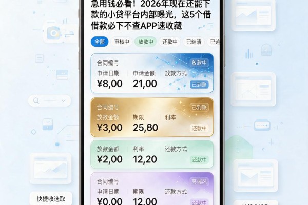 急用钱必看!2026年现在还能下款的小贷平台内部曝光,这5个借款必下不查APP速收藏