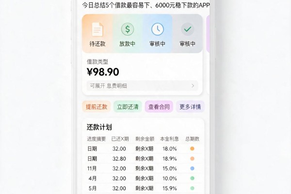 2026年贷款最容易下的软件是哪个平台?今日总结5个借款最容易下、6000元稳下款的APP